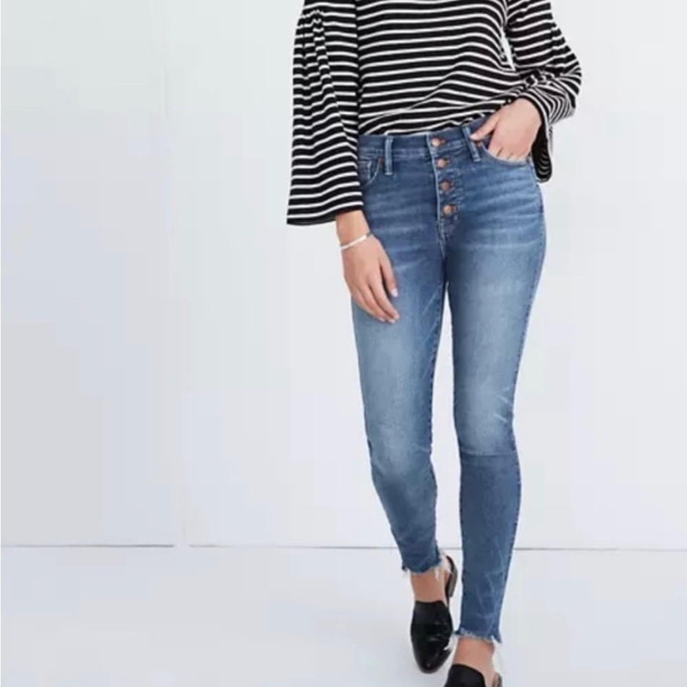 NWT Madewell 10" High-Rise Skinny Jeans Button-Fly Frayed Hem Size 36